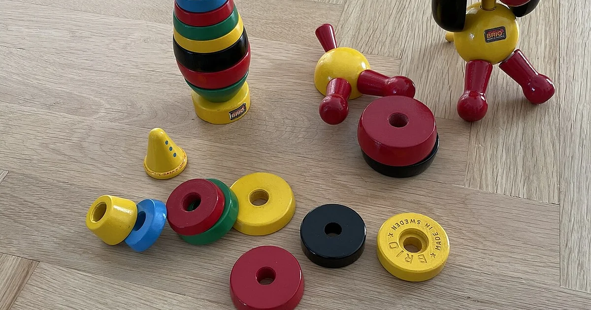 Brio wooden toys, clown and dog